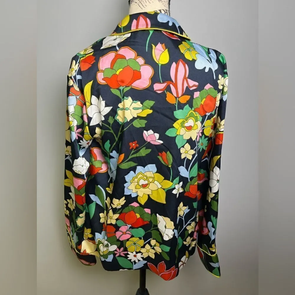 Kate Spade Flower Bed Floral-Print Twill Pajama Shirt NWT Size S